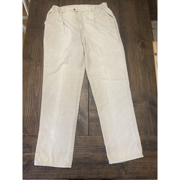 VTG 1980s LL Bean Pathfinder Pleated Front‎ Khaki Chinos, 34x34, Distressed USA - Picture 1 of 11